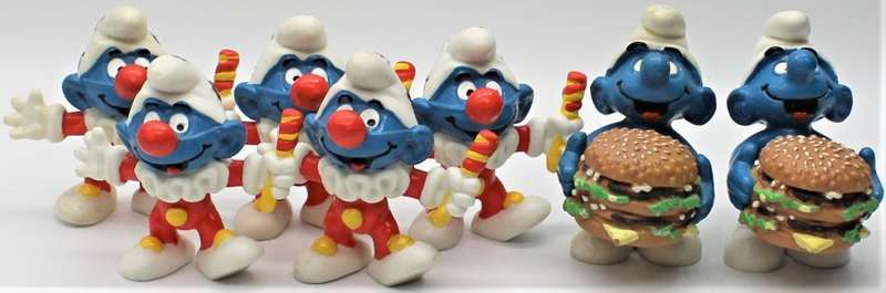 46x McDonalds Smurfs Plus 3x Houses incl 3x SCARCE Happy Meal Smurfs