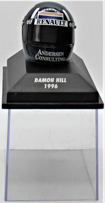 MiniChamps - 3x Formula 1 Driver Helmets in Display - Johnny Herbert & Damon Hill - 1995, 1996