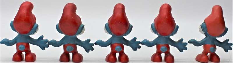 Smurfs - 20001 - 21x Papa Smurfs Including RARE "1965 Blue PVC "Primal Papa Smurf" - Unpainted Tail!