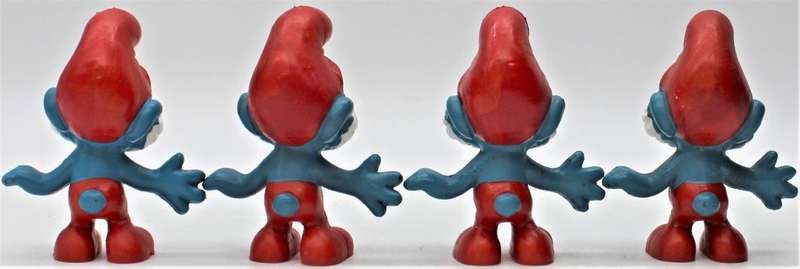 Smurfs - 20001 - 21x Papa Smurfs Including RARE "1965 Blue PVC "Primal Papa Smurf" - Unpainted Tail!