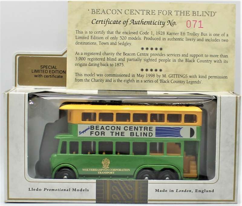 Lledo - LOT 4 - 11x Scarce 1928 E6 Karrier Trolley Buses incl. 5x Certficated Limited Editions