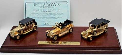 Lledo - Limited Edition - 24ct Gold-Plated 3-Piece Rolls-Royce Set - Boxed