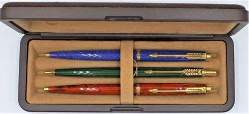Parker - 3x Scarce! Vintage Ballpoint Pens - 2x Parker 180 & 1x Parker 75 Classic Malachite Green