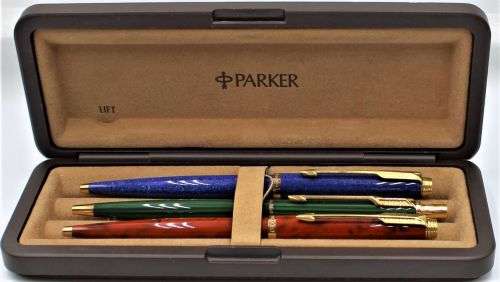 Parker - 3x Scarce! Vintage Ballpoint Pens - 2x Parker 180 & 1x Parker 75 Classic Malachite Green