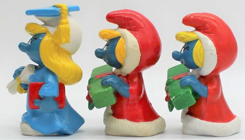 20151 & 20153 - 1x Graduation Smurfette & 2x Santa Smurfettes - Hand-Painted Originals