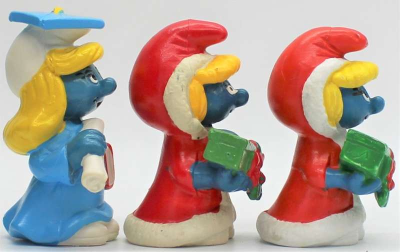 20151 & 20153 - 1x Graduation Smurfette & 2x Santa Smurfettes - Hand-Painted Originals