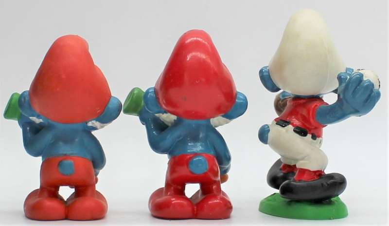 20164 & 20166 - 2x Papa Smurf with Potion & 1x Baseball Pitcher Smurf - Hand-Painted Originals