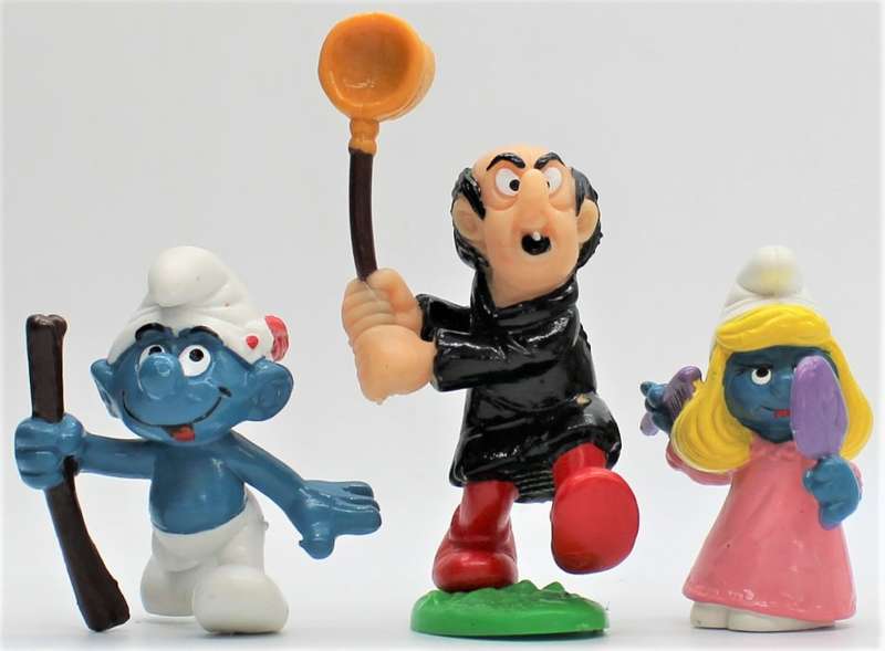 20178, 20181 & 20182 - 1x Tracker Smurf, 1x Gargamel with Net & 1x Vanity Smurfette - Originals