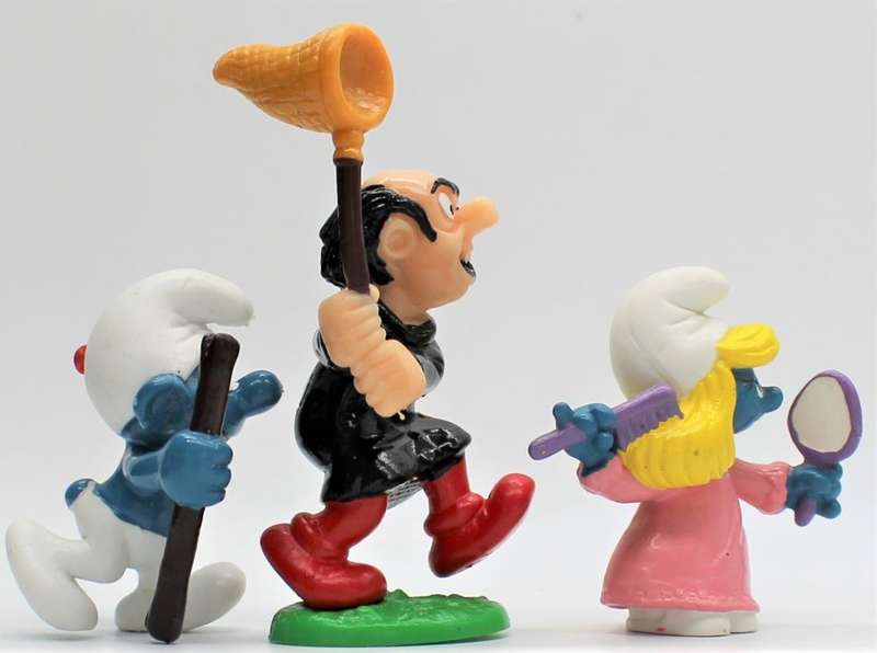 20178, 20181 & 20182 - 1x Tracker Smurf, 1x Gargamel with Net & 1x Vanity Smurfette - Originals