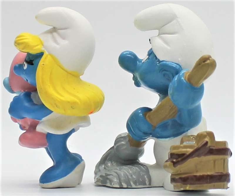 20192 & 20193 - Smurfette with Baby & Mop & Bucket Smurf - Hand-Painted Originals