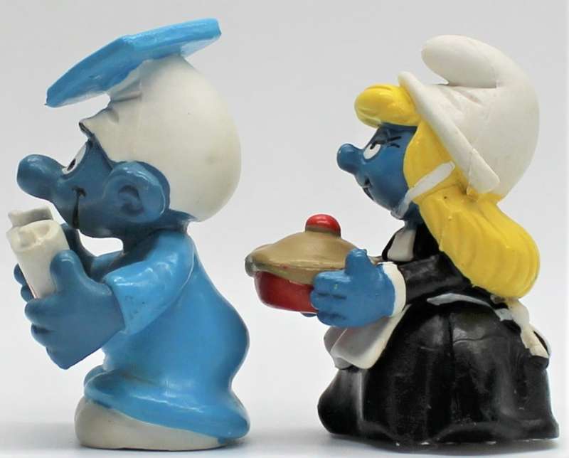 20195 & 20196 - Scarce No.1 GRAD Smurf & Thanksgiving Smurfette - Hand-Painted Originals