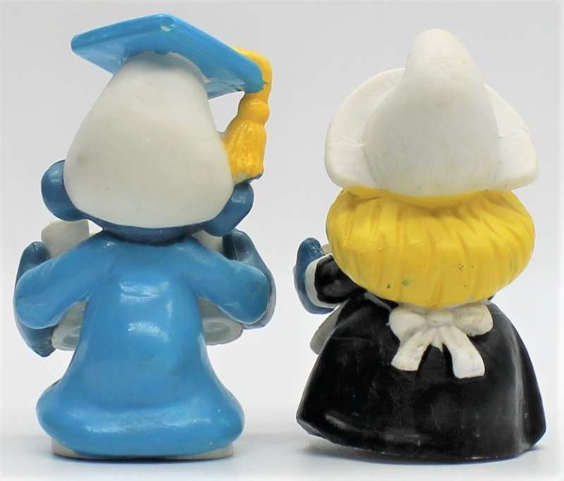 20195 & 20196 - Scarce No.1 GRAD Smurf & Thanksgiving Smurfette - Hand-Painted Originals
