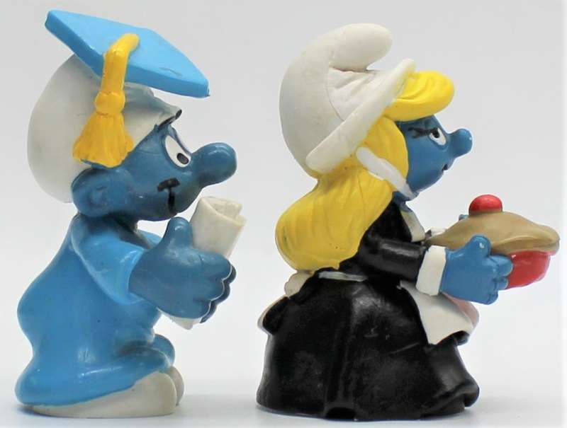 20195 & 20196 - Scarce No.1 GRAD Smurf & Thanksgiving Smurfette - Hand-Painted Originals