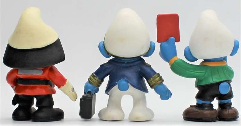 20465, 20470 & 20472 - Fire Chief, Aircraft Captain & Referee Smurfs - Hand-Painted Originals