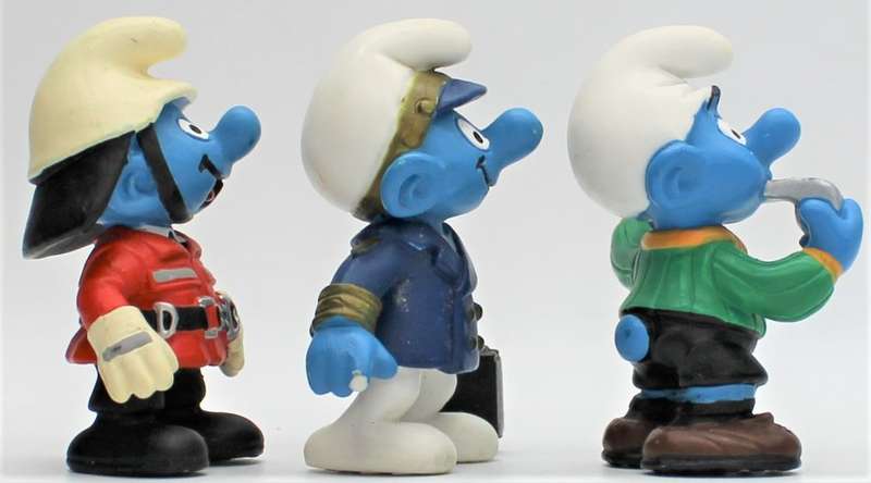 20465, 20470 & 20472 - Fire Chief, Aircraft Captain & Referee Smurfs - Hand-Painted Originals