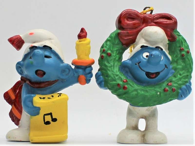 51905 & 51906 - Christmas Carols & Wreath Smurfs - High Value!! - Hand-Painted Originals
