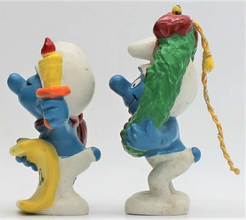 51905 & 51906 - Christmas Carols & Wreath Smurfs - High Value!! - Hand-Painted Originals