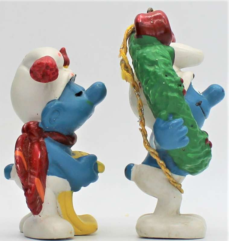 51905 & 51906 - Christmas Carols & Wreath Smurfs - High Value!! - Hand-Painted Originals