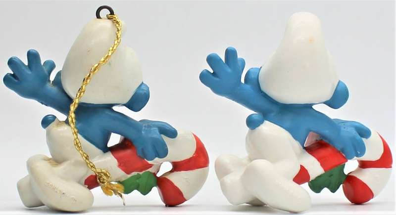 15907 - 2x Different Candy Cane Smurfs - High Value!!! - Hand-Painted Originals