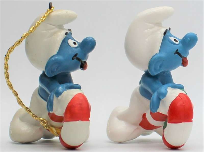 15907 - 2x Different Candy Cane Smurfs - High Value!!! - Hand-Painted Originals