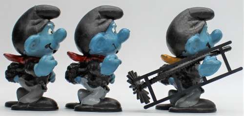 40202 - 3x Cimney Sweep SuperSmurfs - Hand-Painted Originals