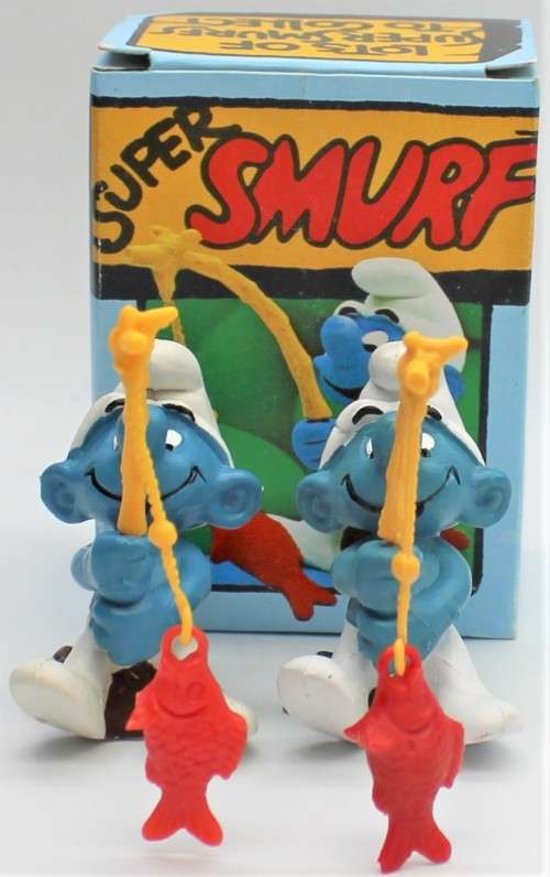 40207 - 3x Angler / Fisherman SuperSmurfs - One Boxed - Hand-Painted Originals