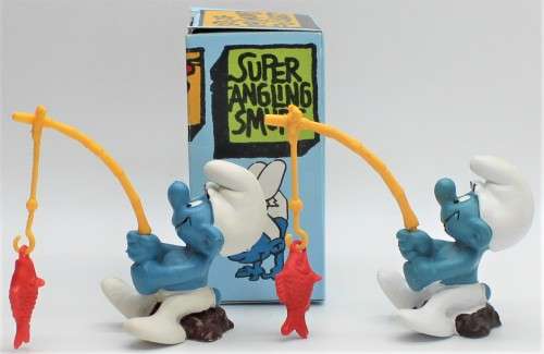 40207 - 3x Angler / Fisherman SuperSmurfs - One Boxed - Hand-Painted Originals