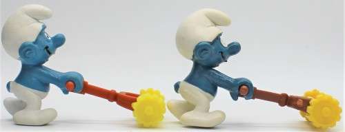 40225 - 2x Lawnmower SuperSmurfs - Hand-Painted Originals - Unboxed