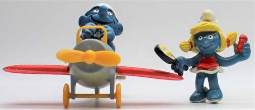 40222 and 40238 - 1x Aeroplane and 1x Kitchen SuperSmurfs - Unboxed - Hand-Painted Originals