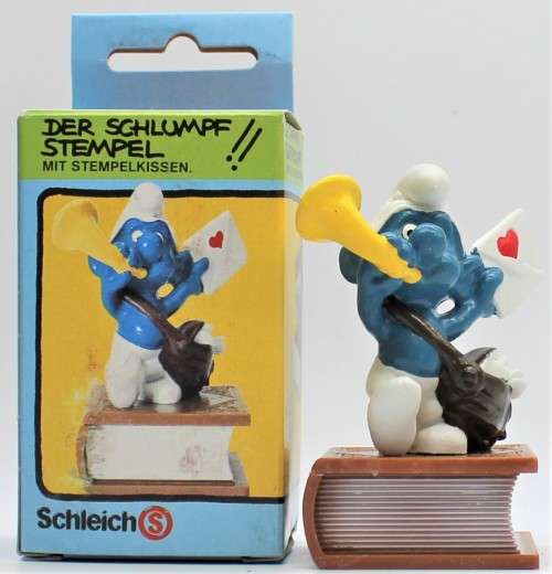 54401 - SCARCE! Postman Smurf Ink Stamp and Pad - Boxed