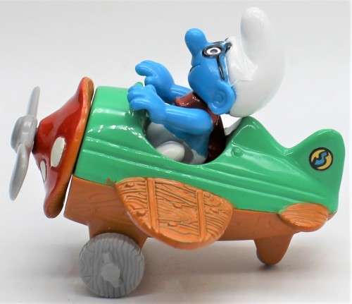 Smurf - Ideal Diecast Smurf Pilot and Plane - Licensed Peyo Product 1996