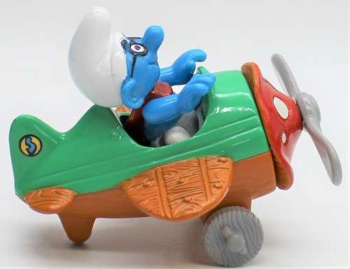 Smurf - Ideal Diecast Smurf Pilot and Plane - Licensed Peyo Product 1996