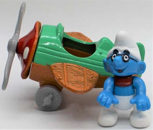 Smurf - Ideal Diecast Smurf Pilot and Plane - Licensed Peyo Product 1996
