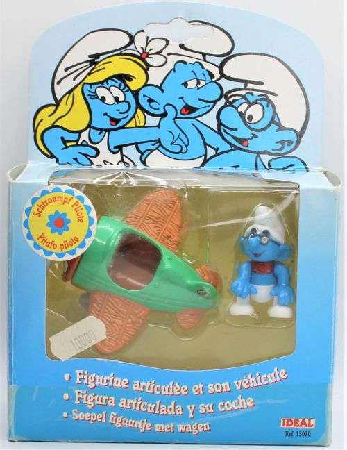 Smurf - Ideal Diecast Smurf Pilot and Plane - Licensed Peyo Product 1996