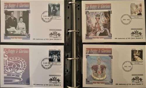 2x 1993 Albums - Queen Elizabeth II`s 40th Coronation Anniversary - 5x Coin FDC`s Included,Stamps...