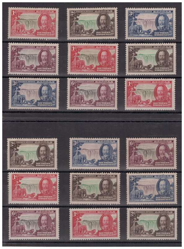 Southern Rhodesia - 6x Complete Sets 1935 Silver Jubilee + MNH Blocks of 5 & 10 - Unused