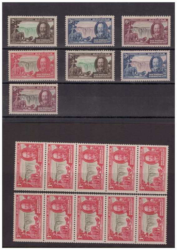 Southern Rhodesia - 6x Complete Sets 1935 Silver Jubilee + MNH Blocks of 5 & 10 - Unused