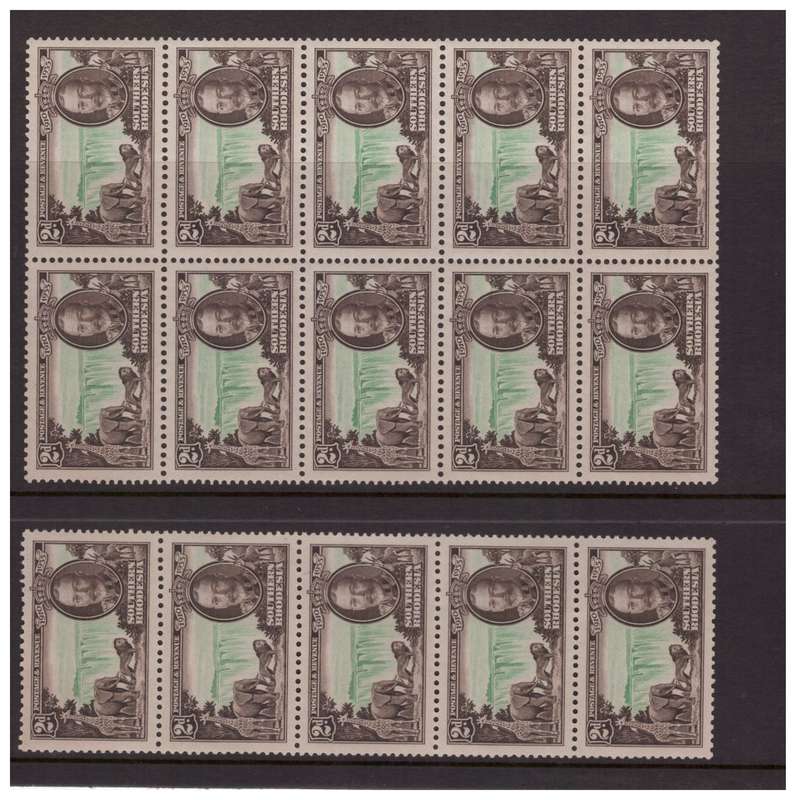 Southern Rhodesia - 6x Complete Sets 1935 Silver Jubilee + MNH Blocks of 5 & 10 - Unused