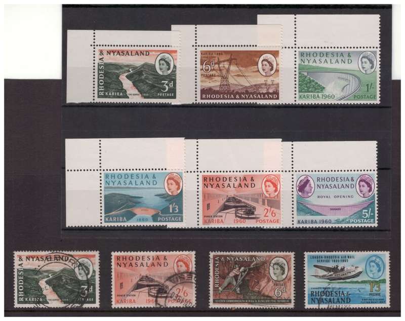 Rhodesia & Nyasaland - 1960 Kariba - 4x MNH Sets incl. Marginal Set + Extras