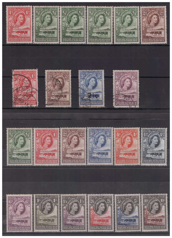 Bechuanaland Protectorate - 1955-58 MNH Definitive Set + Used & Unused Extras