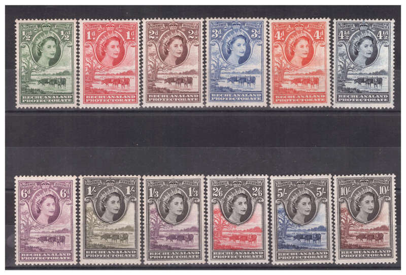Bechuanaland Protectorate - 1955-58 MNH Definitive Set + Used & Unused Extras