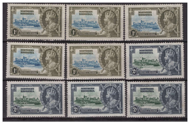 Northern Rhodesia - 1935 Jubilee & 1937 Coronation Sets - Singles & Blocks - Mint & Used