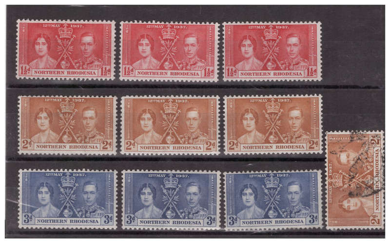 Northern Rhodesia - 1935 Jubilee & 1937 Coronation Sets - Singles & Blocks - Mint & Used