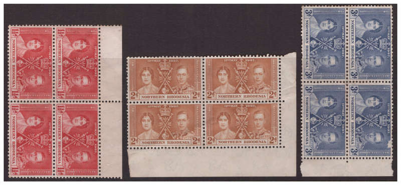 Northern Rhodesia - 1935 Jubilee & 1937 Coronation Sets - Singles & Blocks - Mint & Used