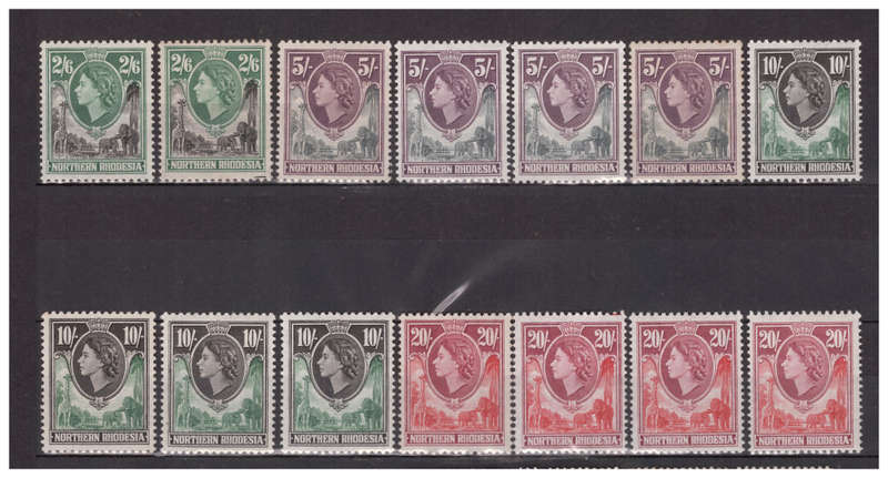 Northern Rhodesia - 1953 QE Definitives - 4x Complete Sets to 20 Shilling + Many Extras - Unused