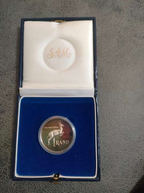 1989 Silver R1 coin in capsule and SAM box