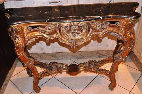 Pair of Louis XV style Marble top Consoles /Side tables