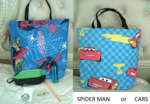 For the BOYS!! SPIDER MAN or CARS Tote. Comes with lots of FREEBIES. Check it out!!