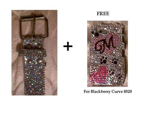 Silver glitter belt - Free bling snap on cover for Blackberry Curve