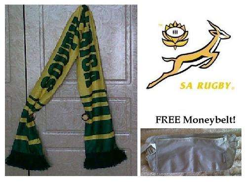 Support the BOKKE!! Green and Gold SOUTH AFRICA SCARF - Free moneybelt!!